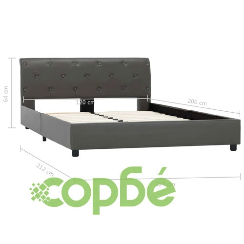 Рамка за легло, сива, изкуствена кожа, 120x200 cм ➤ топ цена ➤ sorbe.bg