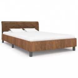Рамка за легло, кафява, изкуствен велур, 140x200 см
