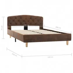 Рамка за легло, кафява, изкуствен велур, 120x200 см