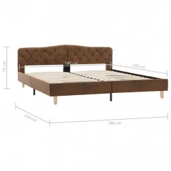 Рамка за легло, кафява, изкуствен велур, 180x200 см
