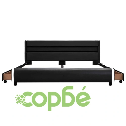 Рамка за легло с LED, черна, изкуствена кожа, 120x200 cм  ➤ топ цена ➤ sorbe.bg