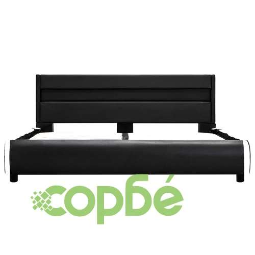 Рамка за легло с LED, черна, изкуствена кожа, 160x200 cм  ➤ топ цена ➤ sorbe.bg