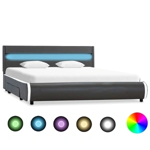 Рамка за легло с LED, антрацит, изкуствена кожа, 160x200 cм 