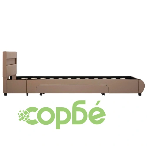 Рамка за легло с LED, капучино, изкуствена кожа, 90x200 cм  ➤ топ цена ➤ sorbe.bg