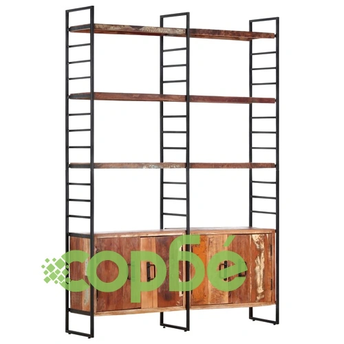 Библиотека с 4 нива 124x30x180 см регенерирана дървесина масив ➤ топ цена ➤ sorbe.bg