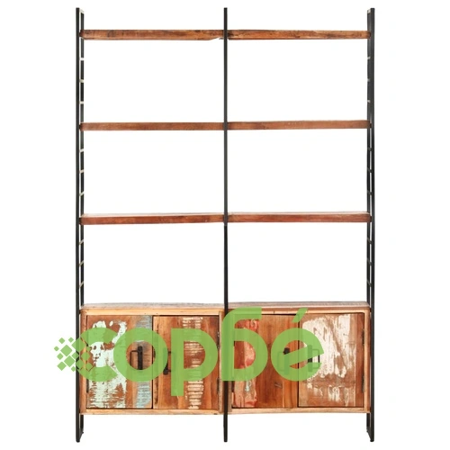 Библиотека с 4 нива 124x30x180 см регенерирана дървесина масив ➤ топ цена ➤ sorbe.bg