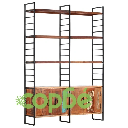 Библиотека с 4 нива 124x30x180 см регенерирана дървесина масив ➤ топ цена ➤ sorbe.bg