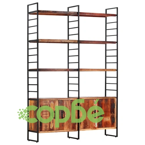 Библиотека с 4 нива 124x30x180 см регенерирана дървесина масив ➤ топ цена ➤ sorbe.bg