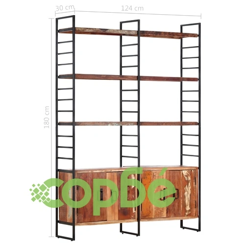 Библиотека с 4 нива 124x30x180 см регенерирана дървесина масив ➤ топ цена ➤ sorbe.bg