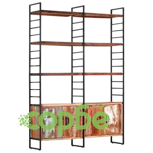 Библиотека с 4 нива 124x30x180 см регенерирана дървесина масив ➤ топ цена ➤ sorbe.bg