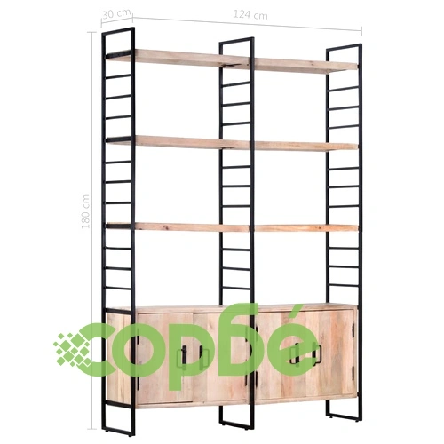 Библиотека с 4 нива, 124x30x180 см, манго масив ➤ топ цена ➤ sorbe.bg