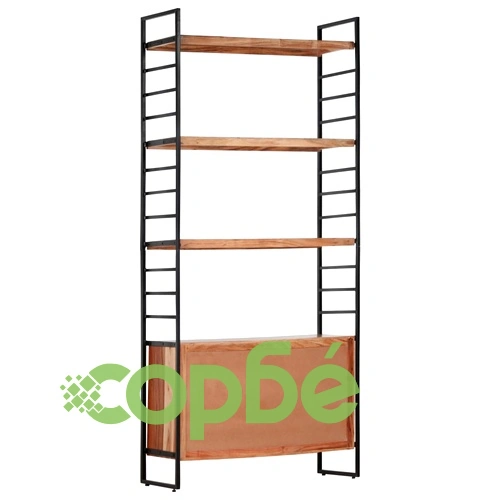 Библиотека с 4 рафта, 80x30x180 см, акация масив ➤ топ цена ➤ sorbe.bg