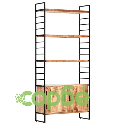 Библиотека с 4 нива, 80x30x180 см, груба мангова дървесина ➤ топ цена ➤ sorbe.bg