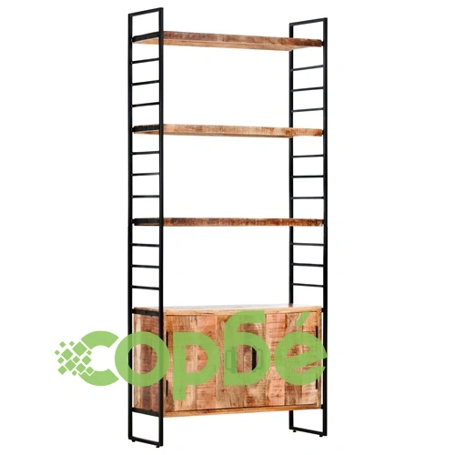 Библиотека с 4 нива, 80x30x180 см, груба мангова дървесина ➤ топ цена ➤ sorbe.bg