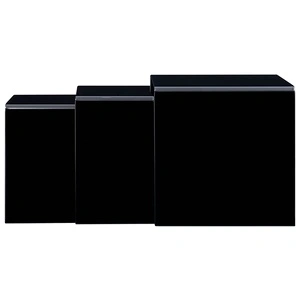 Стифиращи кафе маси 3 бр черни 42x42x41,5 см закалено стъкло 