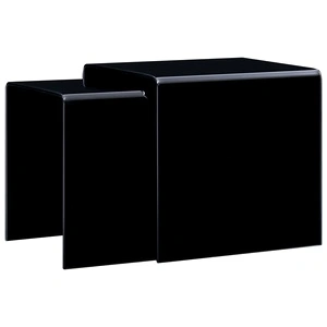 Стифиращи кафе маси 2 бр черни 42x42x41,5 см закалено стъкло 
