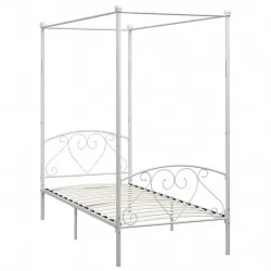 Рамка за легло с балдахин, бяла, метал, 90x200 cм 
