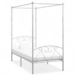 Рамка за легло с балдахин, бяла, метал, 120x200 см 
