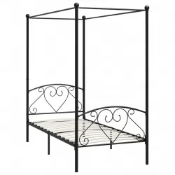 Рамка за легло с балдахин, черна, метал, 100x200 cм 