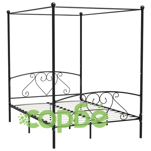 Рамка за легло с балдахин, черна, метал, 160x200 см  ➤ топ цена ➤ sorbe.bg