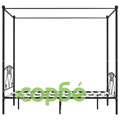 Рамка за легло с балдахин, черна, метал, 160x200 см  ➤ топ цена ➤ sorbe.bg