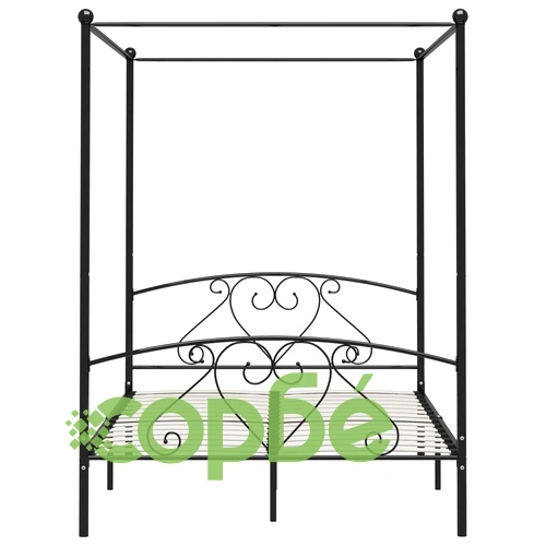 Рамка за легло с балдахин, черна, метал, 160x200 см  ➤ топ цена ➤ sorbe.bg