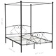 Рамка за легло с балдахин, черна, метал, 160x200 см 