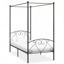 Рамка за легло с балдахин, сива, метал, 90x200 cм 
