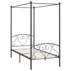 Рамка за легло с балдахин, сива, метал, 100x200 cм 