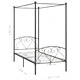 Рамка за легло с балдахин, сива, метал, 100x200 cм 
