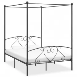 Рамка за легло с балдахин, сива, метал, 160x200 см 