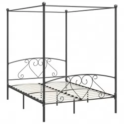 Рамка за легло с балдахин, сива, метал, 160x200 см 