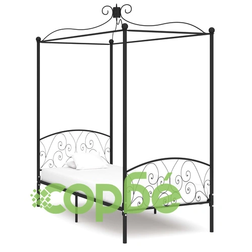 Рамка за легло с балдахин, черна, метал, 100x200 cм ➤ топ цена ➤ sorbe.bg
