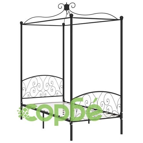 Рамка за легло с балдахин, черна, метал, 100x200 cм ➤ топ цена ➤ sorbe.bg