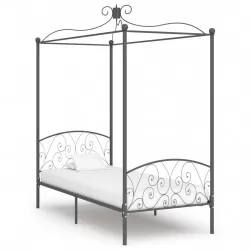 Рамка за легло с балдахин, сива, метал, 100x200 cм