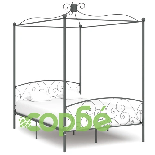 Рамка за легло с балдахин, сива, метал, 120x200 см ➤ топ цена ➤ sorbe.bg