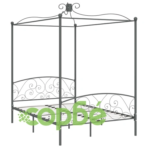 Рамка за легло с балдахин, сива, метал, 120x200 см ➤ топ цена ➤ sorbe.bg