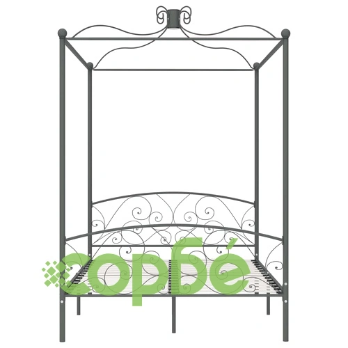 Рамка за легло с балдахин, сива, метал, 120x200 см ➤ топ цена ➤ sorbe.bg