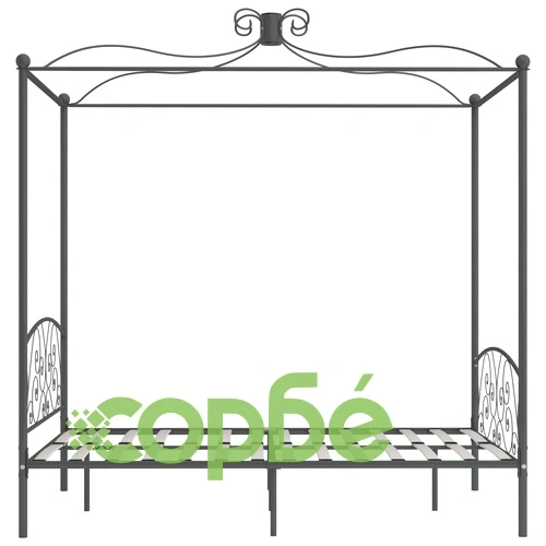 Рамка за легло с балдахин, сива, метал, 120x200 см ➤ топ цена ➤ sorbe.bg