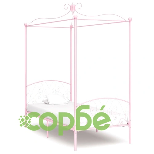 Рамка за легло с балдахин, розова, метал, 90x200 см ➤ топ цена ➤ sorbe.bg