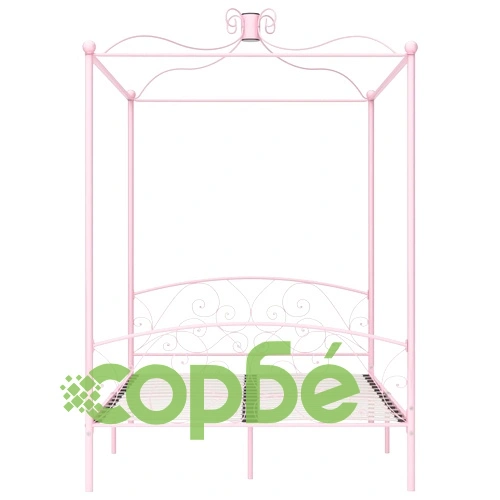 Рамка за легло с балдахин, розова, метал, 140x200 см ➤ топ цена ➤ sorbe.bg