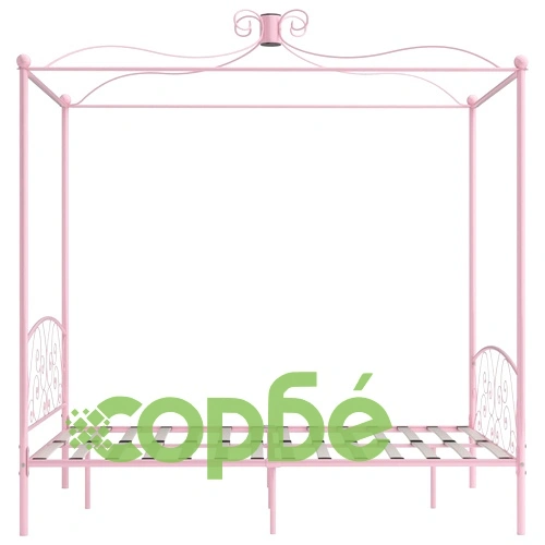Рамка за легло с балдахин, розова, метал, 140x200 см ➤ топ цена ➤ sorbe.bg