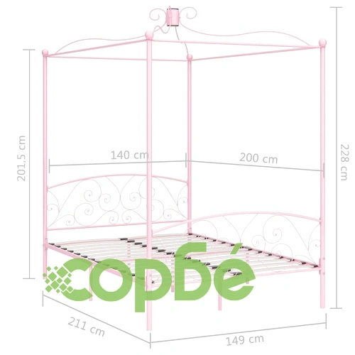 Рамка за легло с балдахин, розова, метал, 140x200 см ➤ топ цена ➤ sorbe.bg