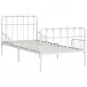 Рамка за легло с ламелна основа, бяла, метал, 90x200 см