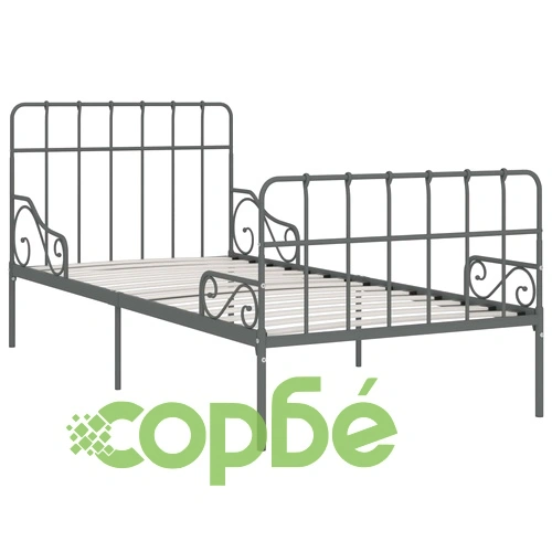 Рамка за легло с ламелна основа, сива, метал, 90x200 см ➤ топ цена ➤ sorbe.bg