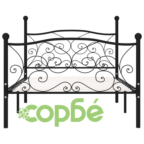 Рамка за легло с ламелна основа, черна, метал, 90x200 см ➤ топ цена ➤ sorbe.bg