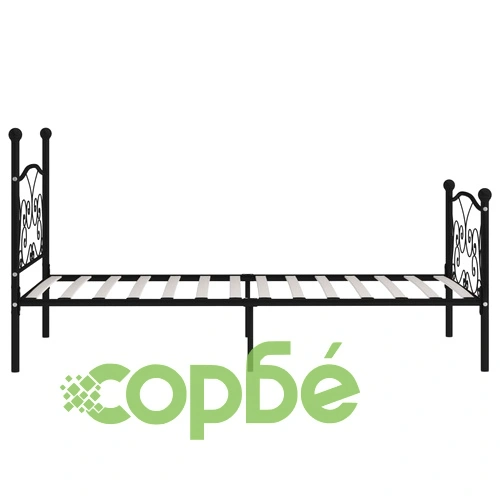 Рамка за легло с ламелна основа, черна, метал, 90x200 см ➤ топ цена ➤ sorbe.bg