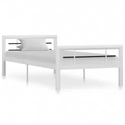 Рамка за легло, бяло и черно, метал, 90x200 см