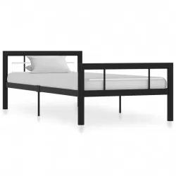 Рамка за легло, черно и бяло, метал, 100x200 cм