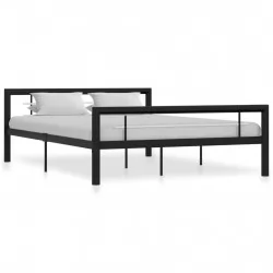 Рамка за легло, черно и бяло, метал, 120x200 cм